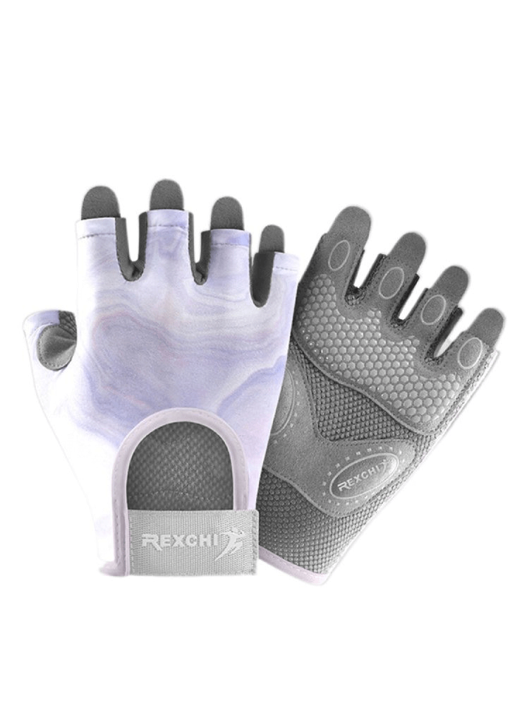 Stylish elastic women's fingerless gloves for training, perfect for cycling, made of polyester, microfiber, nylon, and gel liquid silicone.